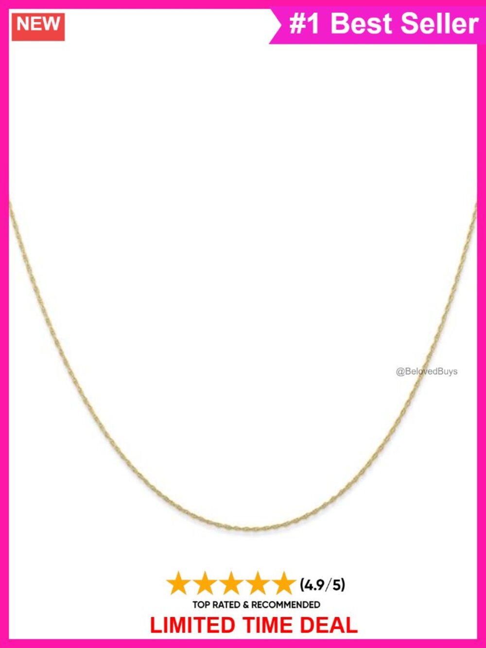 10k Yellow Gold Ultra Light Cable Rope Chain Necklace 0.4MM 14"